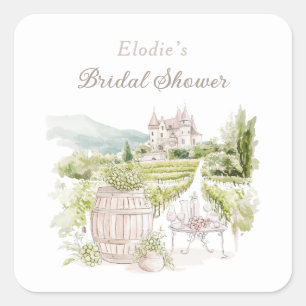 Provence Elegant Chateau French Country Bridal  Square Sticker