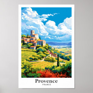 Provence France Art Vintage Travel Illustration Poster