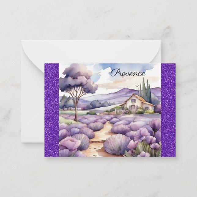 Provence France French Lavender Field Watercolor Card (Front)