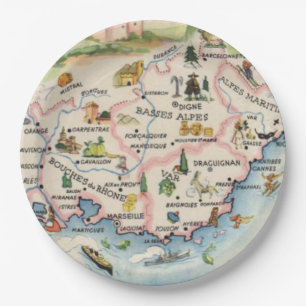 Provence France Map Paper Plate