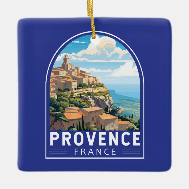 Provence France Travel Art Vintage Ceramic Ornament (Front)