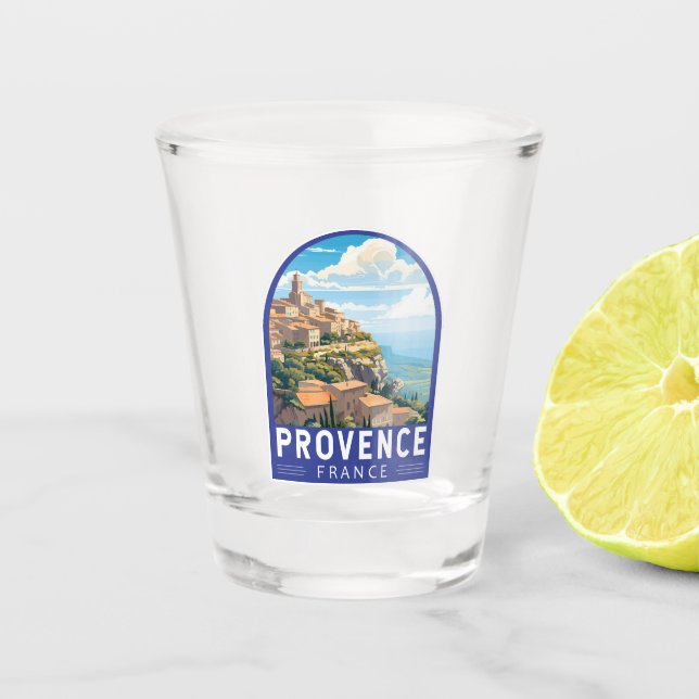 Provence France Travel Art Vintage Shot Glass (Front)