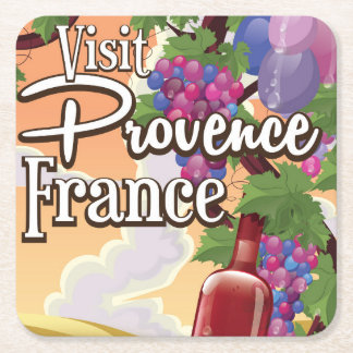 Provence France Vineyeard travel poster Square Paper Coaster