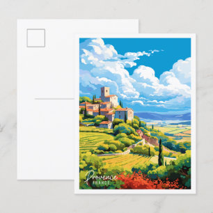 Provence France vintage travel illustration Postcard