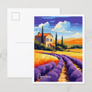 Provence France vintage travel illustration Postcard