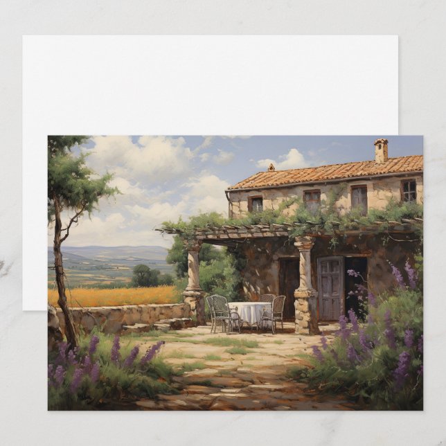 Provence French Country Château Art Flat Card (Front/Back)