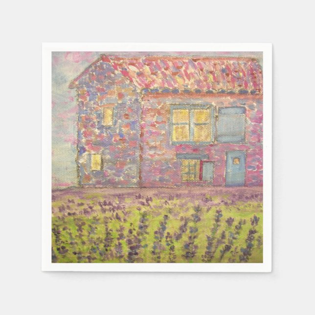Provence House and Lavender Fields Napkin (Front)