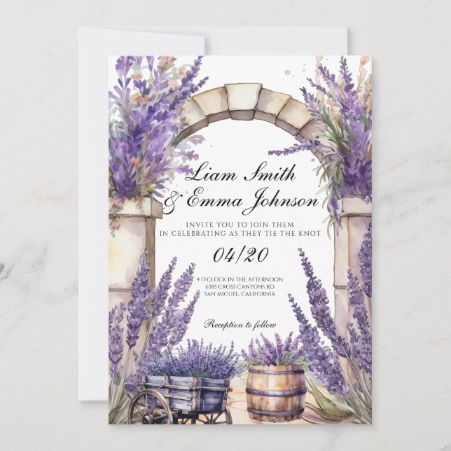 Provence Lavender landscape Wedding Invitation (Front)