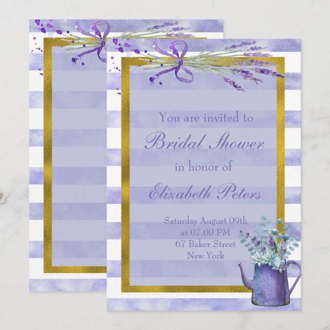 Provence Lavender Purple Flower Bridal Shower Invitation (Front/Back)