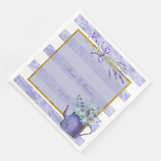 Provence Lavender Purple Flower Floral Wedding Napkin (Corner)