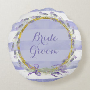 Provence Lavender Purple Flower Wedding  Forever Round Cushion