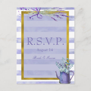 Provence Lavender Purple Flower Wedding  RSVP Invitation Postcard