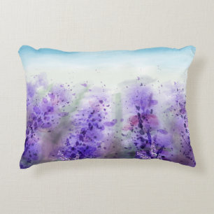 Provence Lavender: Vintage Watercolor Field Decorative Cushion