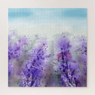 Provence Lavender: Vintage Watercolor Field Jigsaw Puzzle