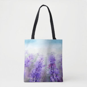 Provence Lavender: Vintage Watercolor Field Tote Bag