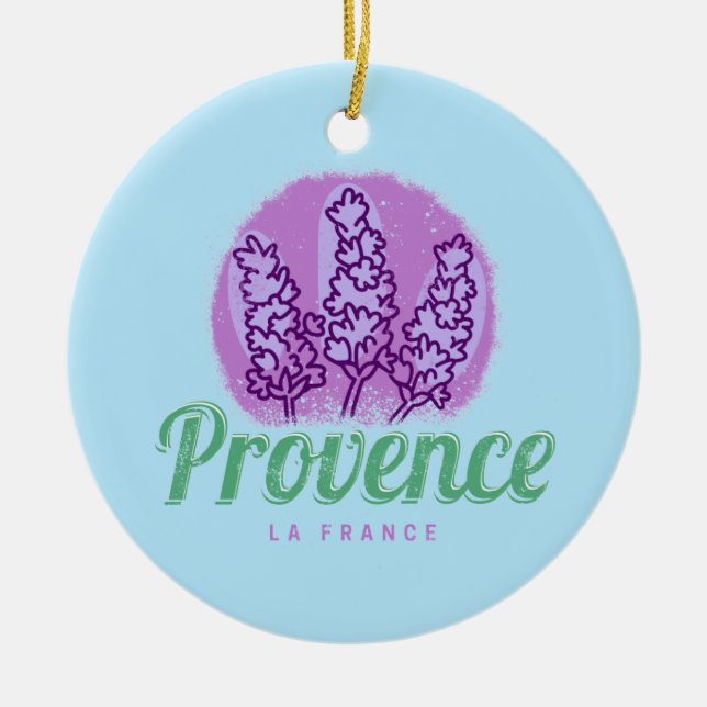 Provence Retro Lavender French Riviera France Ceramic Tree Decoration (Front)