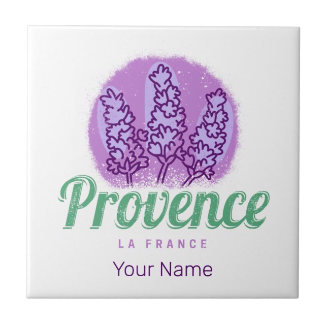Provence Retro Lavender French Riviera France Tile (Front)