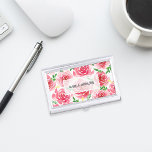 Provence Rose Personalised Business Card Holder<br><div class="desc">Chic personalised business card holder is designed to match our Provence Rose collection. Your name or company name appears in handwritten lettering atop a background of vibrant pink and red watercolor roses.</div>