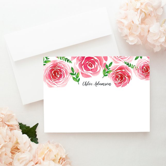 Provence Rose Personalised Stationery Flat Card (Creator Uploaded)