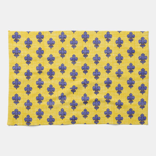 Provence South of France Fleur de Lys Pattern Tea Towel (Horizontal)