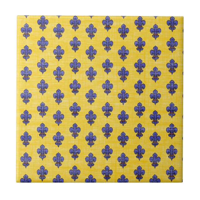 Provence South of France Fleur de Lys Pattern Tile (Front)