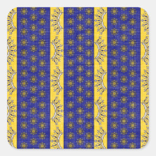 Provence South of France French Blue/Gold Pattern Square Sticker