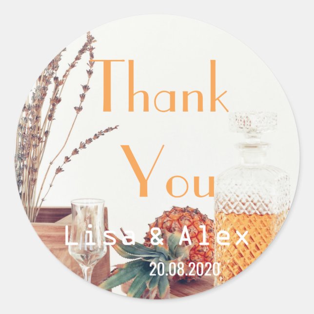 Provence Style Lavender Thank You Wedding Sticker (Front)