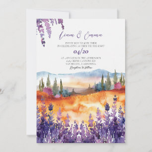 Provence watercolor wedding invitation
