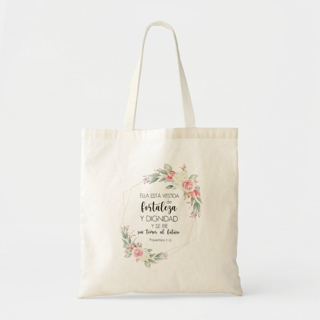Proverbios 31 25 Bolso de tela Tote Bag (Front)