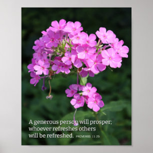 Proverbs 11:25 Pink Phlox Christian Poster