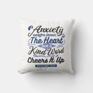 Proverbs 12:25 Bible Verse – Kind Word Art Cushion
