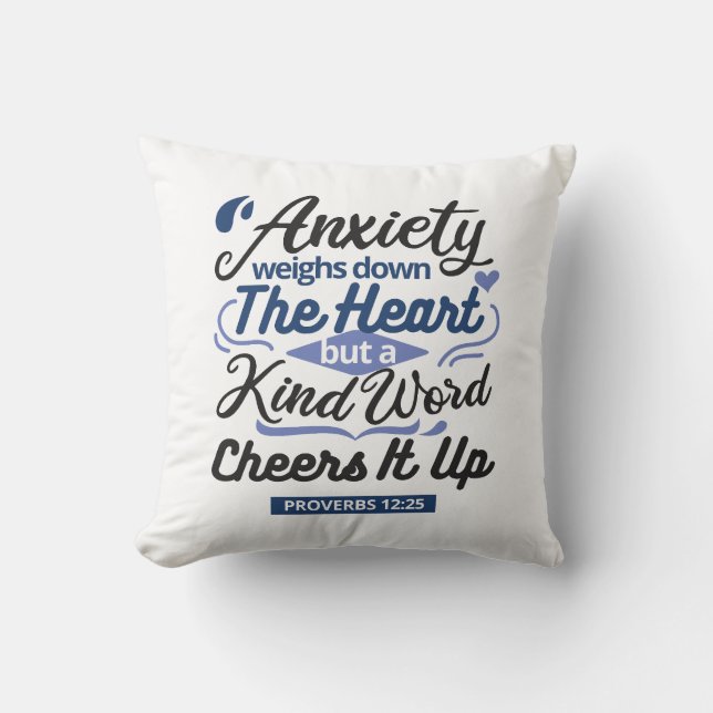 Proverbs 12:25 Bible Verse – Kind Word Art Cushion (Front)