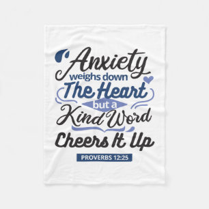 Proverbs 12:25 Bible Verse – Kind Word Art Fleece Blanket