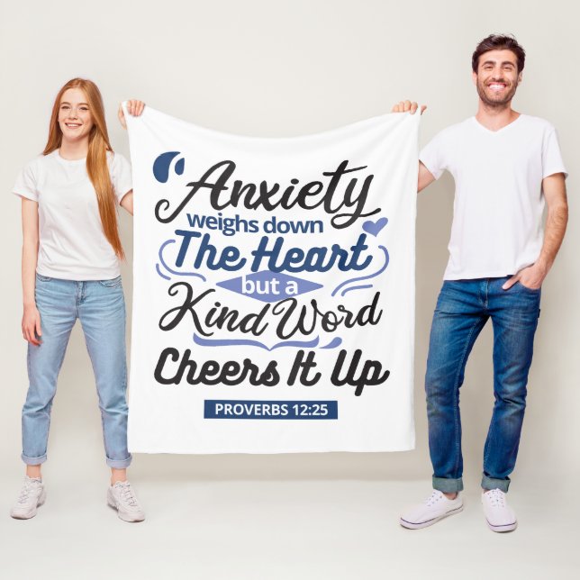 Proverbs 12:25 Bible Verse – Kind Word Art Fleece Blanket (In Situ)