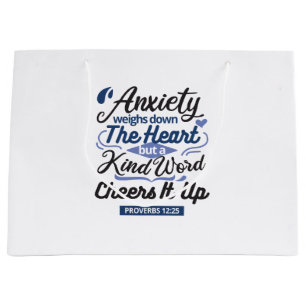 Proverbs 12:25 Bible Verse – Kind Word Art Large Gift Bag