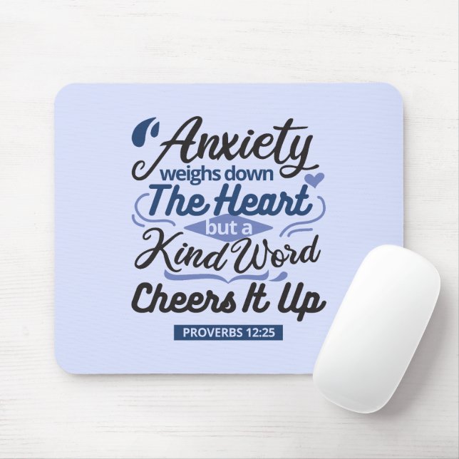 Proverbs 12:25 Bible Verse – Kind Word Art Mouse Mat (With Mouse)