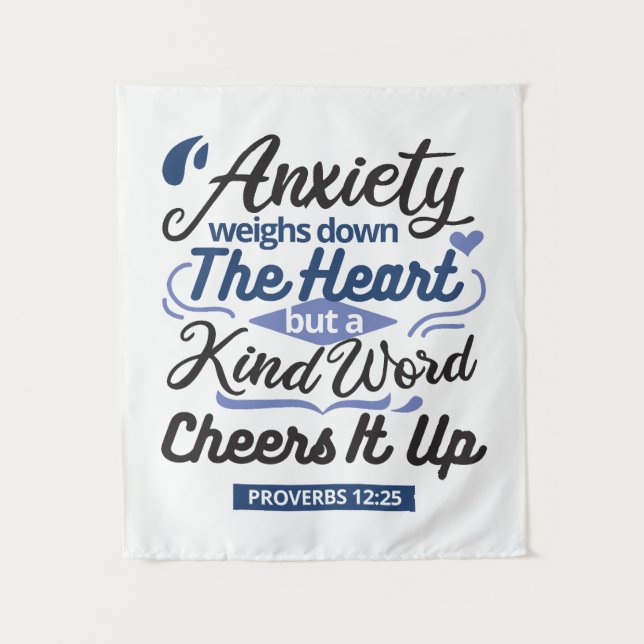 Proverbs 12:25 Bible Verse – Kind Word Art Tapestry (Front)