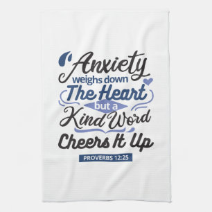 Proverbs 12:25 Bible Verse – Kind Word Art Tea Towel