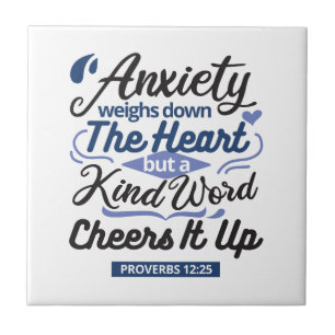 Proverbs 12:25 Bible Verse – Kind Word Art Tile