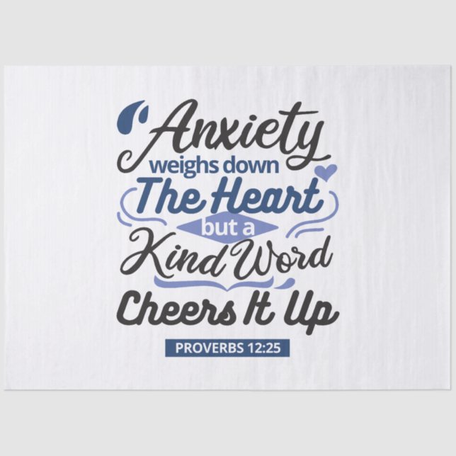 Proverbs 12:25 Bible Verse – Kind Word Art Tissue Paper (Front)