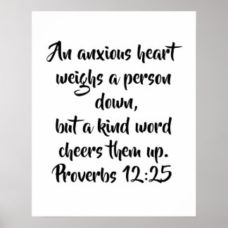 Proverbs 12:25 Elegant Christian Bible Verse Poster