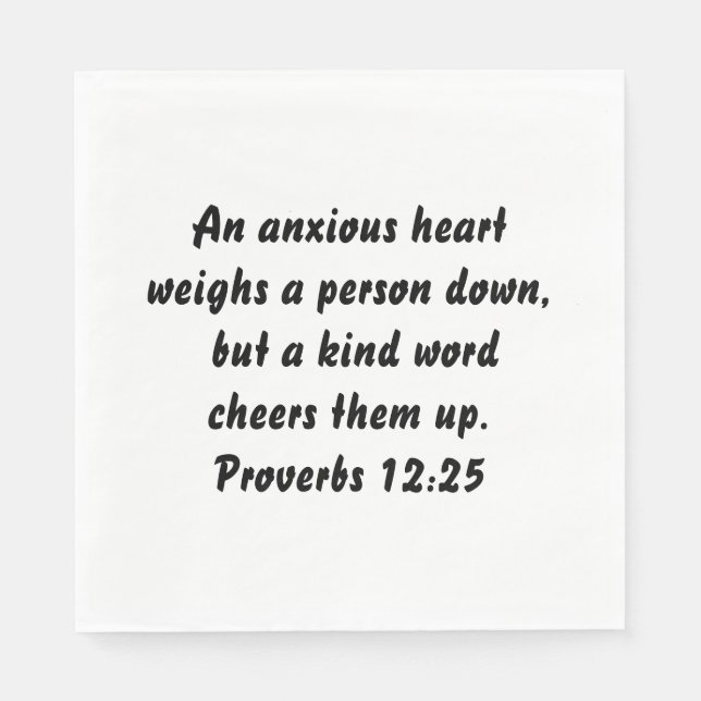 Proverbs 12:25 Elegant Custom Bible Verse Napkin (Front)