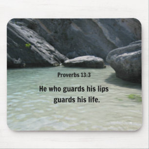 Proverbs 13:3 He who guards his lips... Mouse Mat