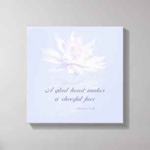 Proverbs 15:13 Bible Verse Lavender Water Lily Canvas Print
