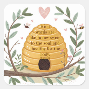 Proverbs 16:24 square sticker