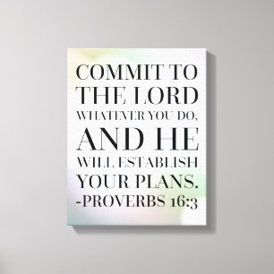 Proverbs 16:3 Bible Quote Canvas Print