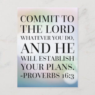 Proverbs 16:3 Bible Quote Postcard