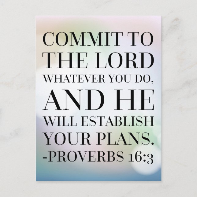 Proverbs 16:3 Bible Quote Postcard (Front)