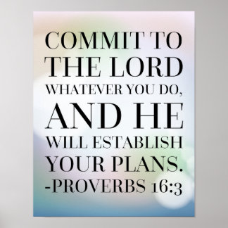 Proverbs 16:3 Bible Quote Poster