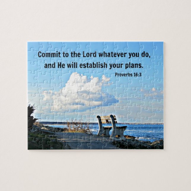 Proverbs 16:3 Commit to the Lord whatever you do.. Jigsaw Puzzle (Horizontal)